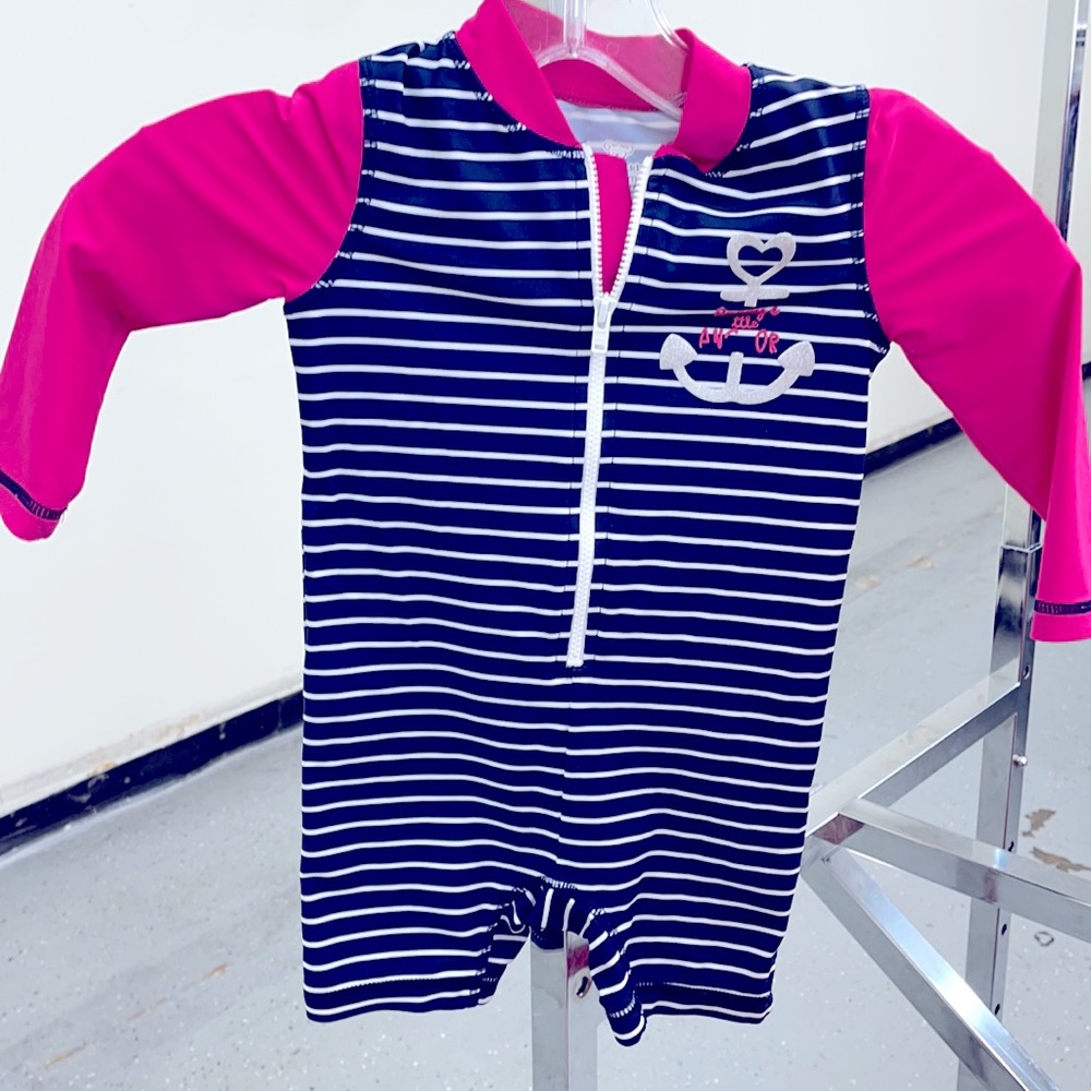 🔴 Koala KidsLittle Baby Girls 1 Piece Rash Guard Swimsuit 12-18 mod